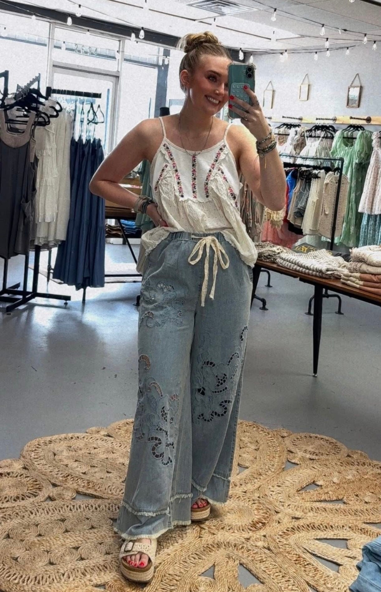 Woven Denim Pants
