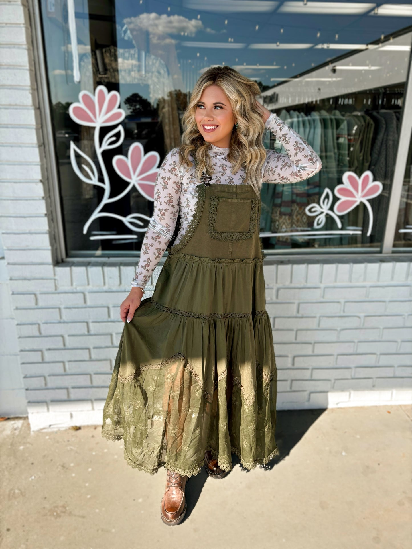 Olive Overall Dress