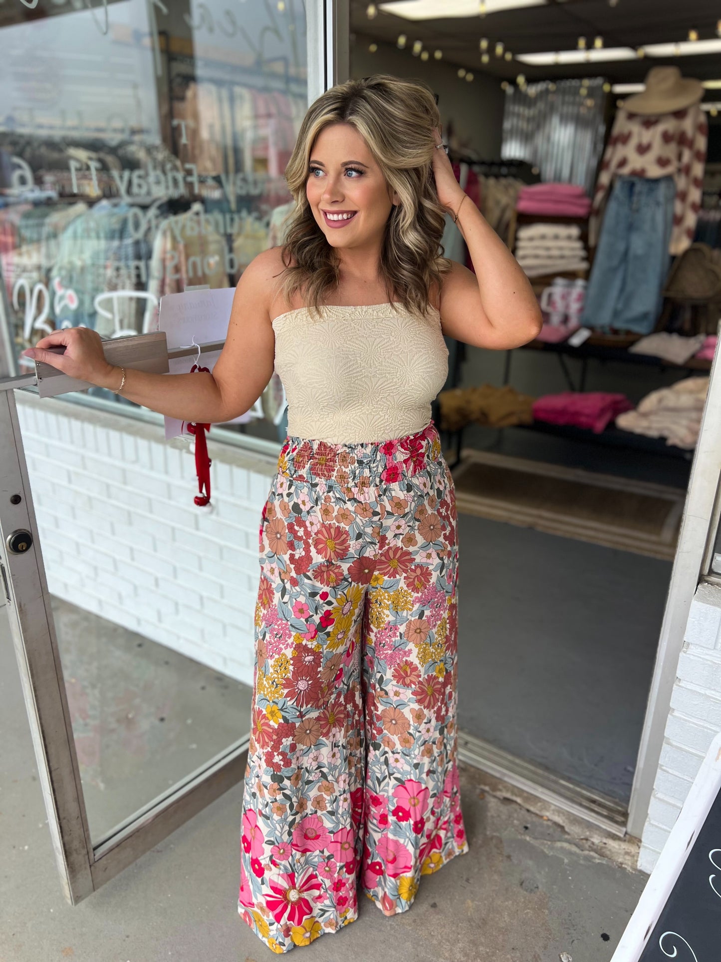 Rose Pink Floral Pants