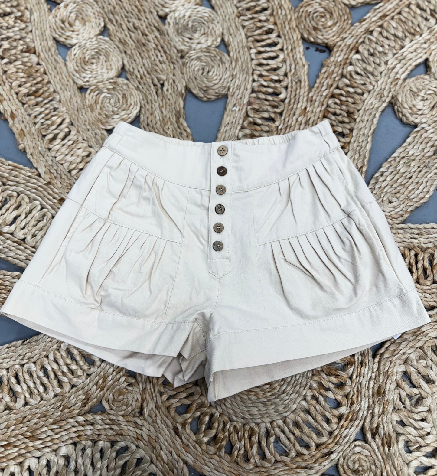 Ivory Pleated Shorts