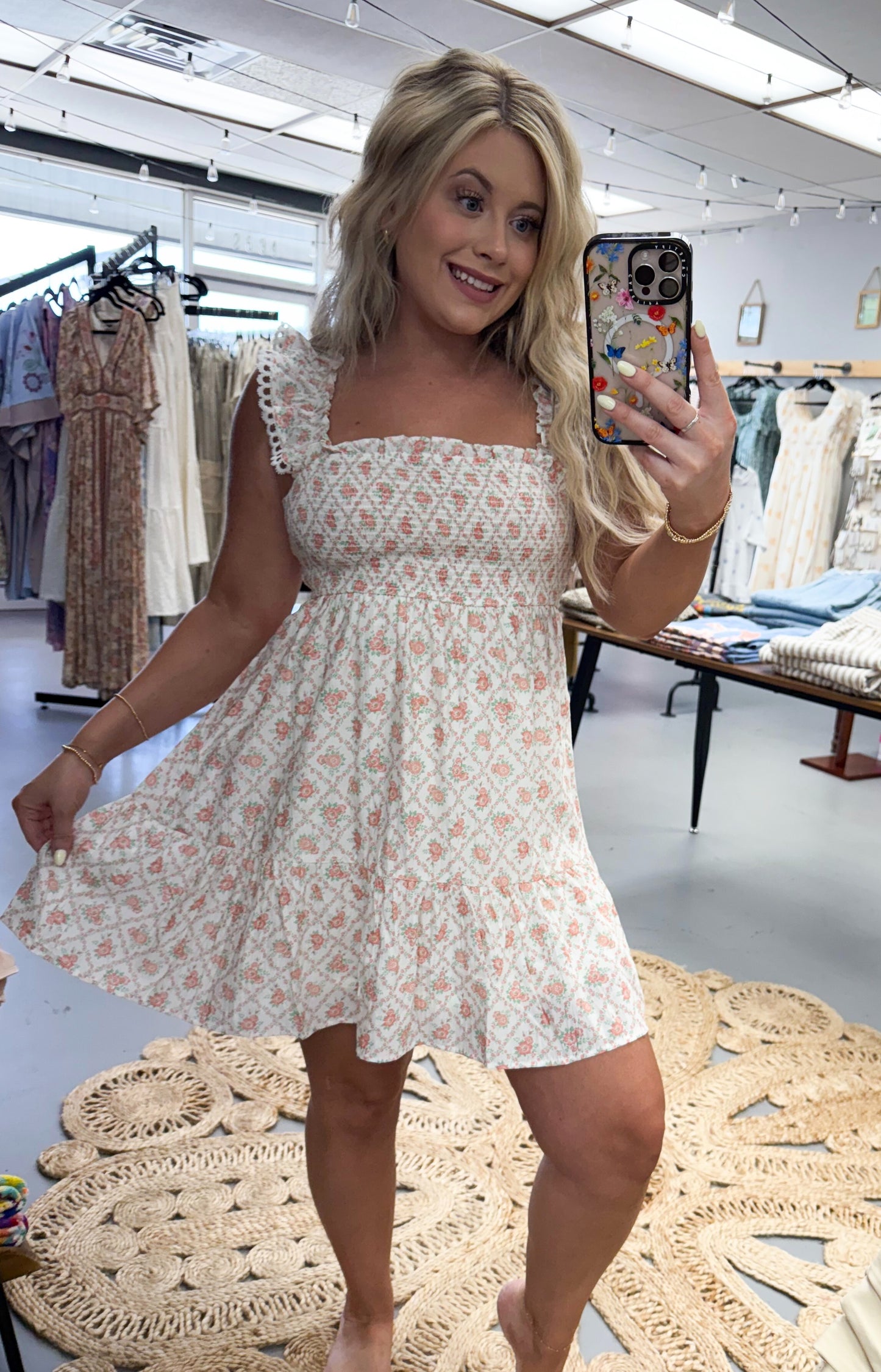 Floral Trellis Smocked Dress