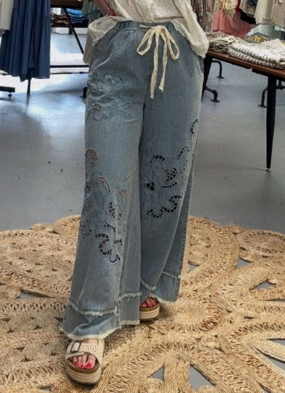 Woven Denim Pants