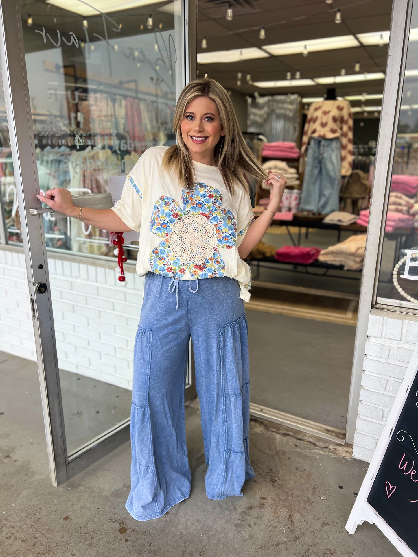 Blue Mineral Wash Pants