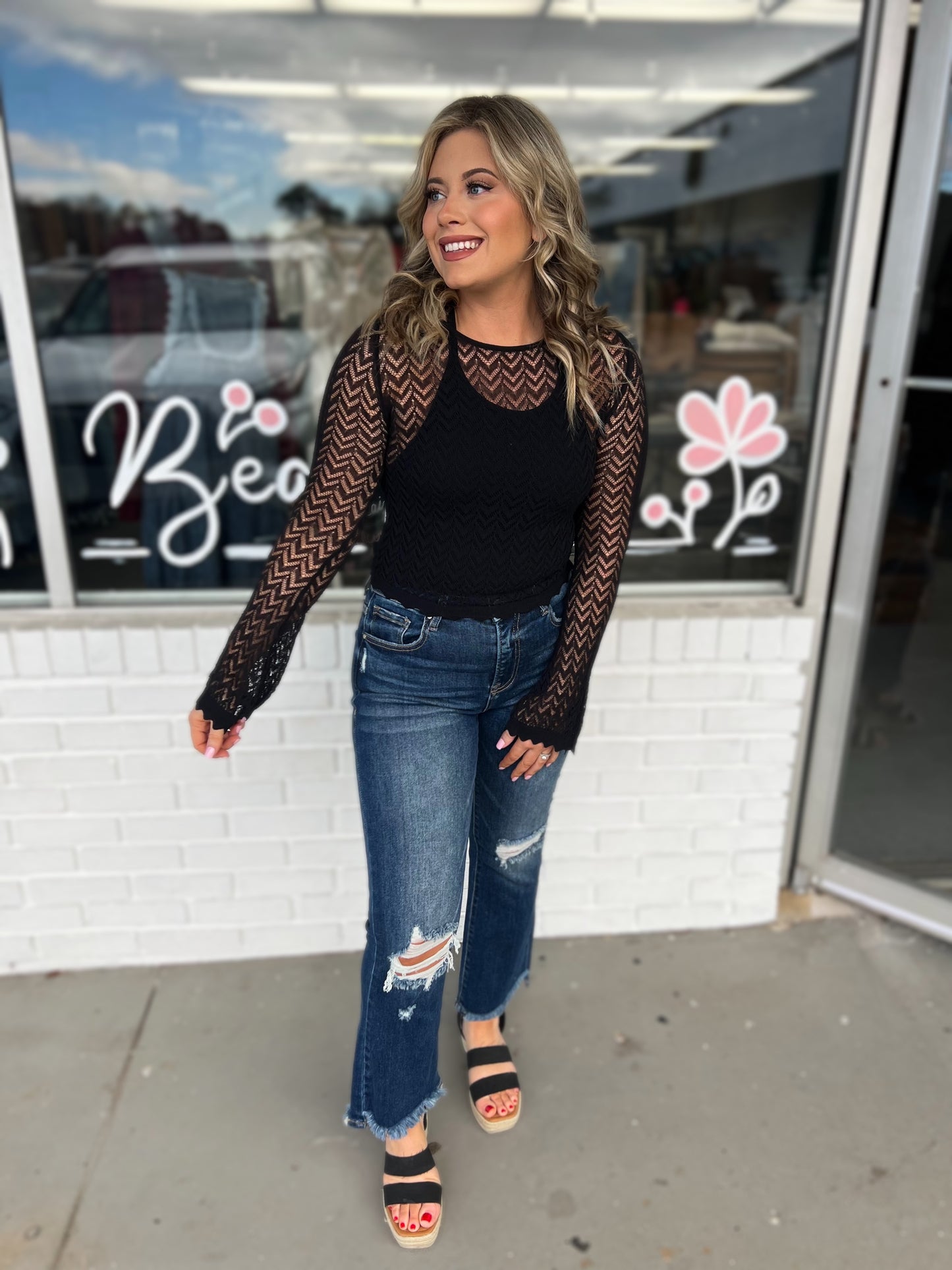 Black Bell Sleeves Top