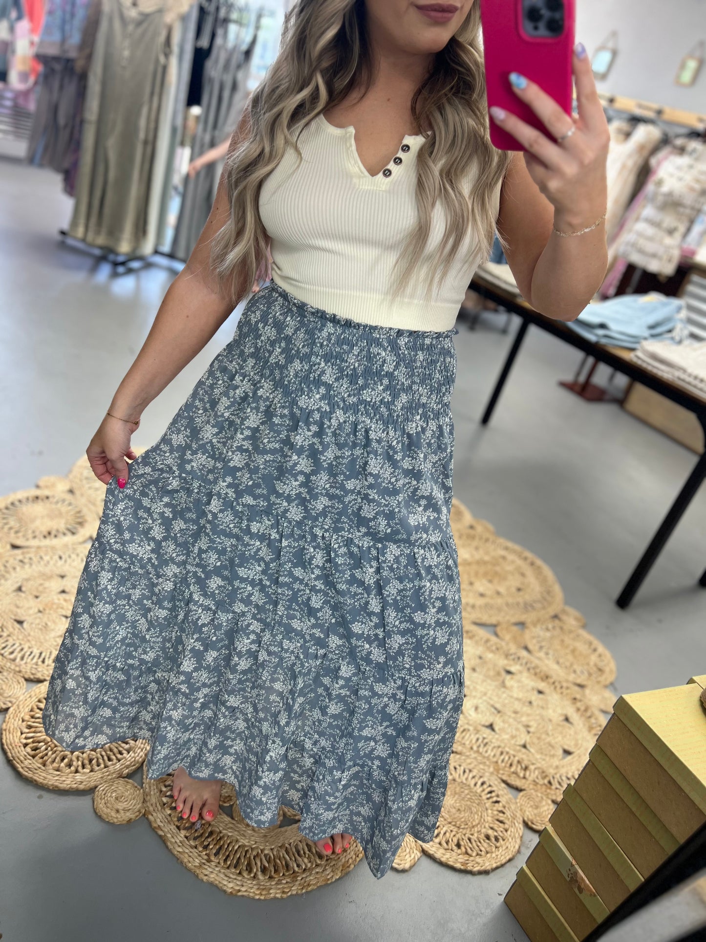 Floral Blue Skirt