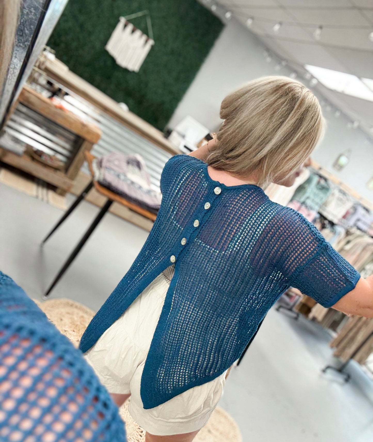 Navy Knit Top