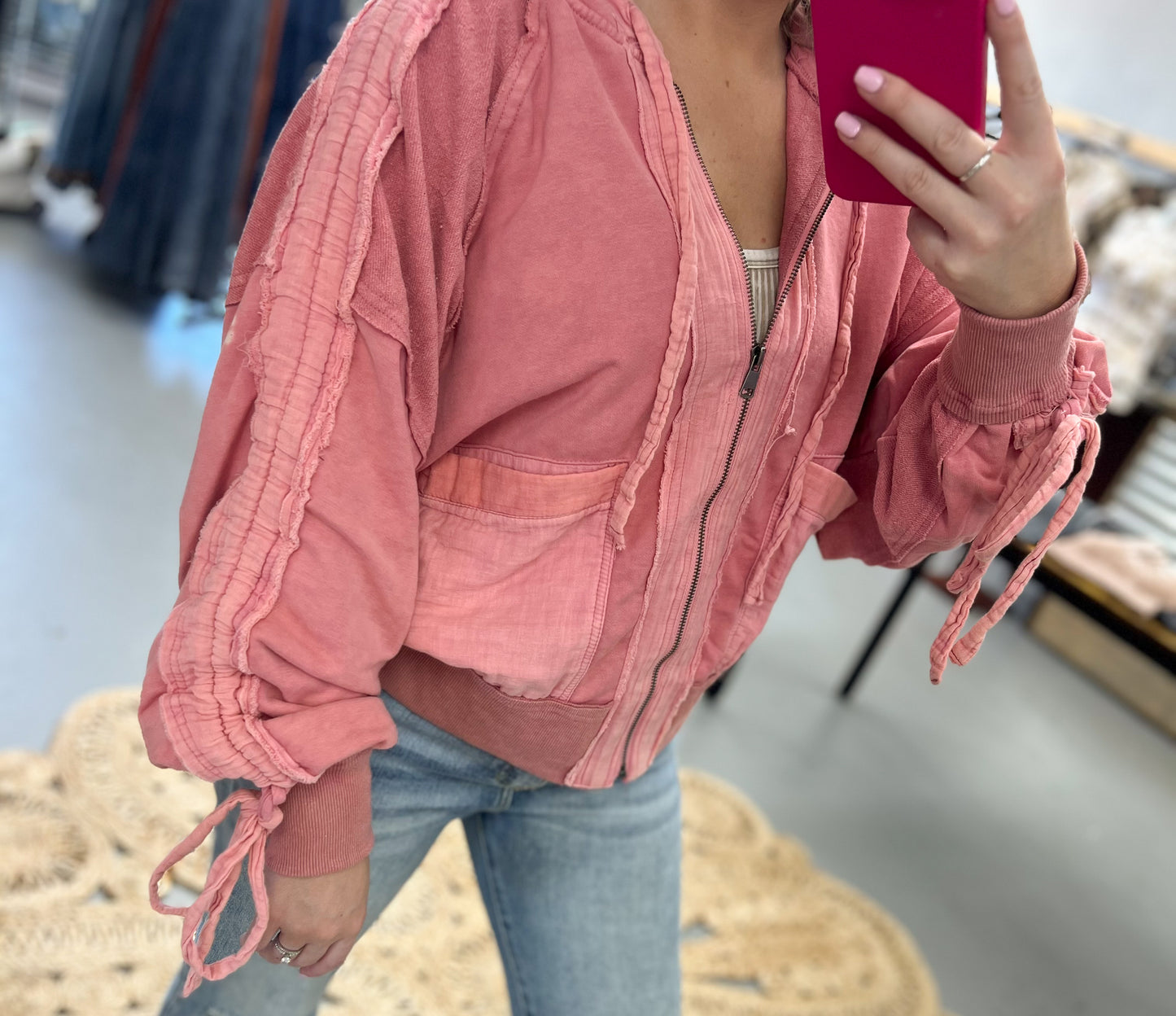 Rose Cinched Sleeve Jacket