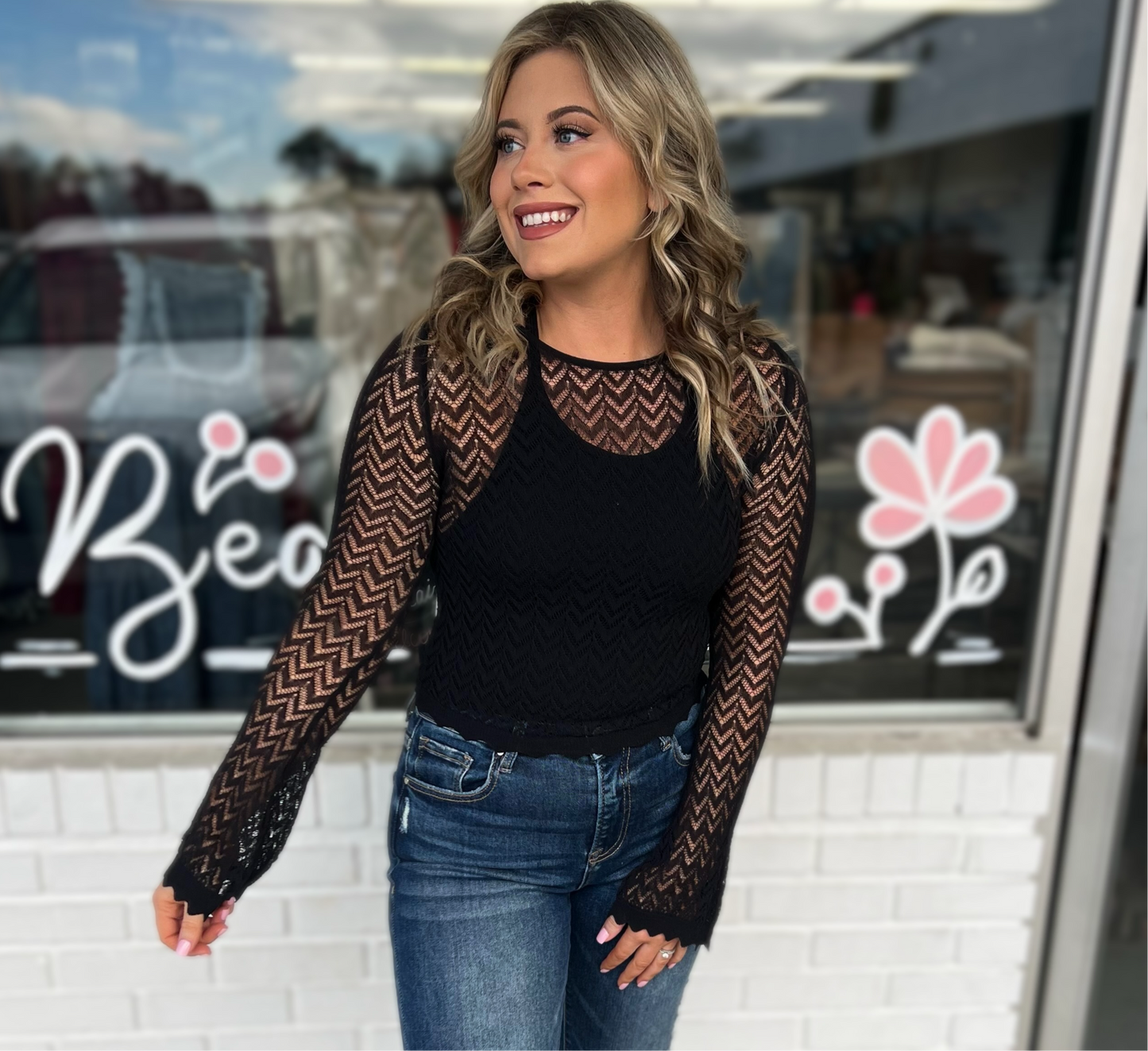 Black Bell Sleeves Top