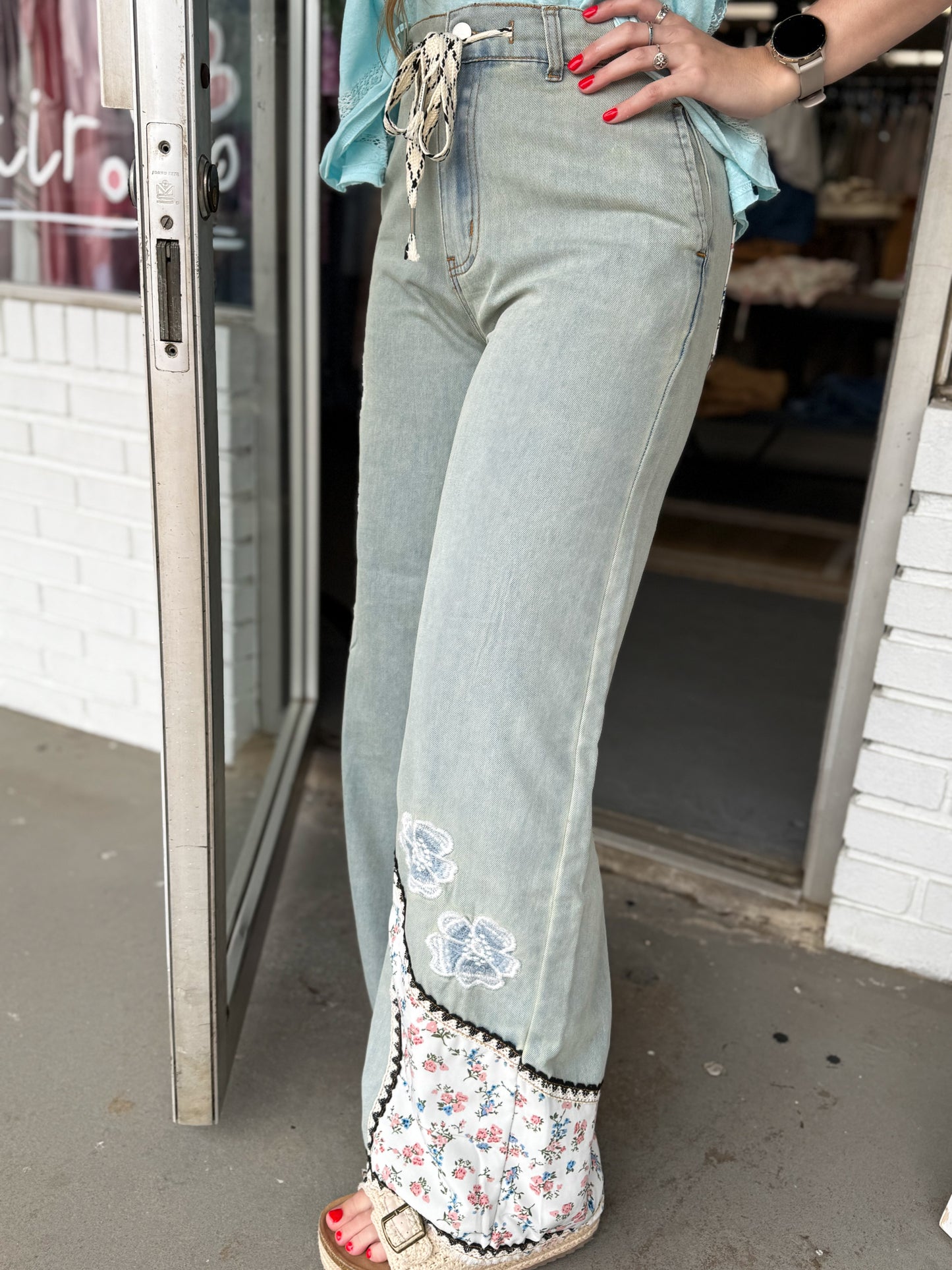 Embroidery Flower Pants