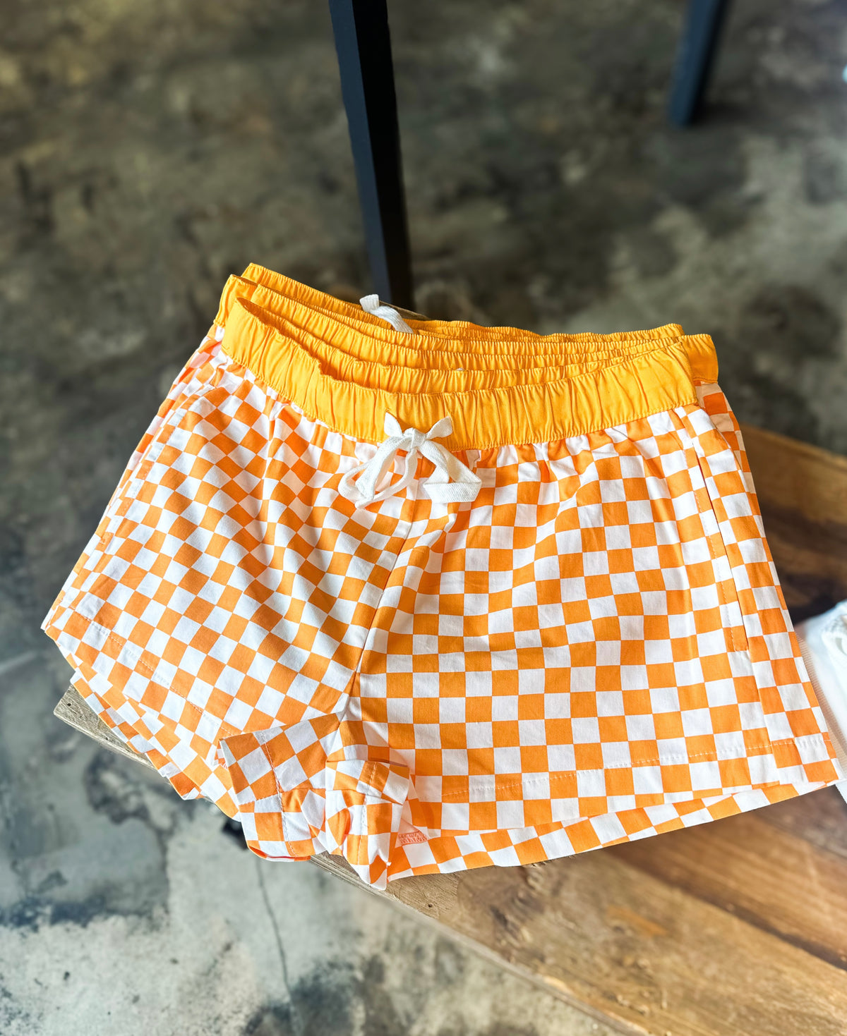 Orange Checkered Shorts