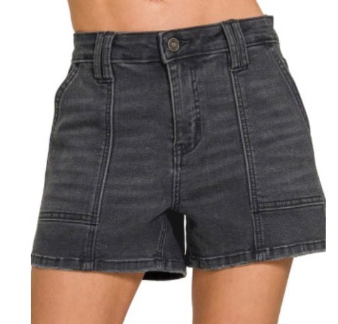 Washed Black Shorts