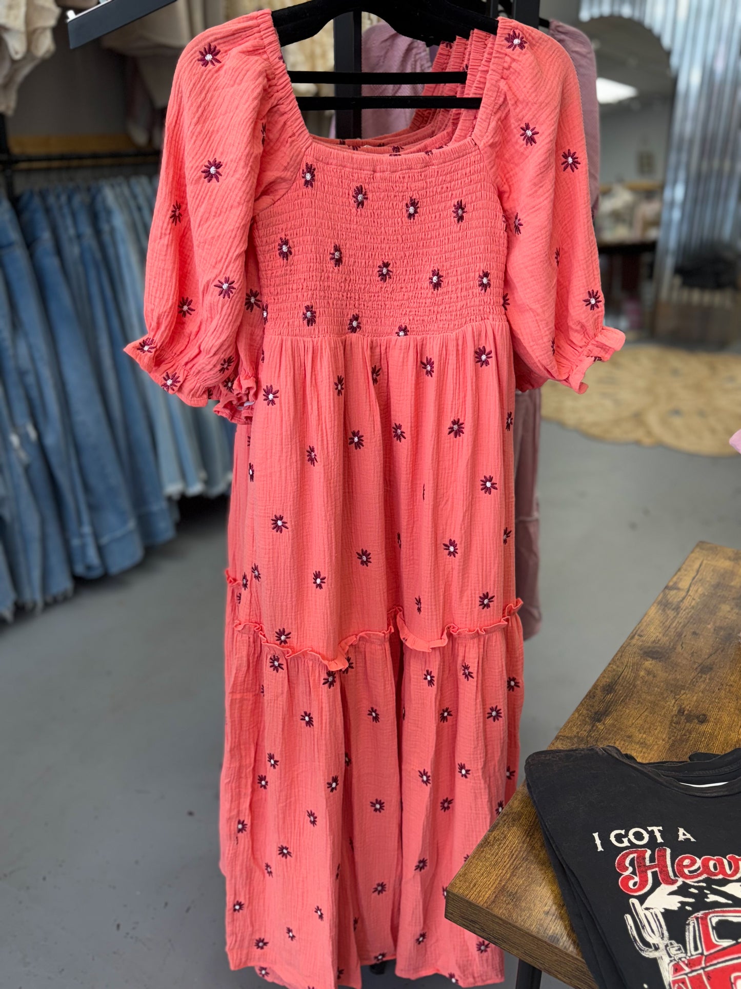 Coral Floral Dress
