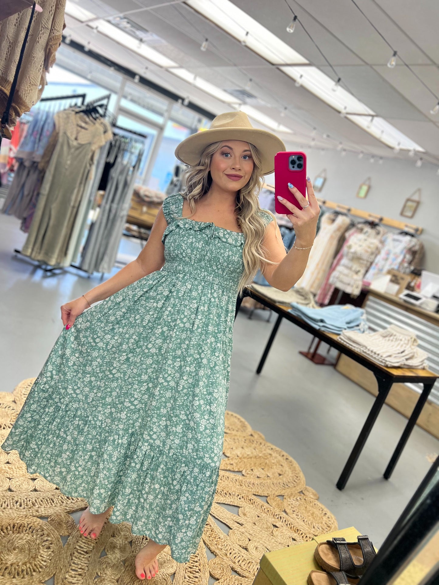 Sage Floral Dress