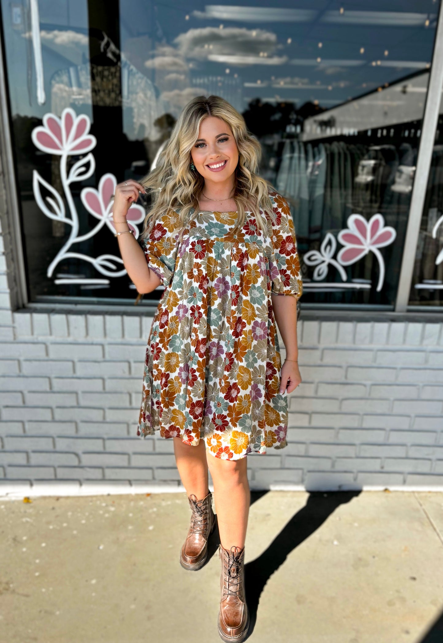 Adt Mustard Flower Dress