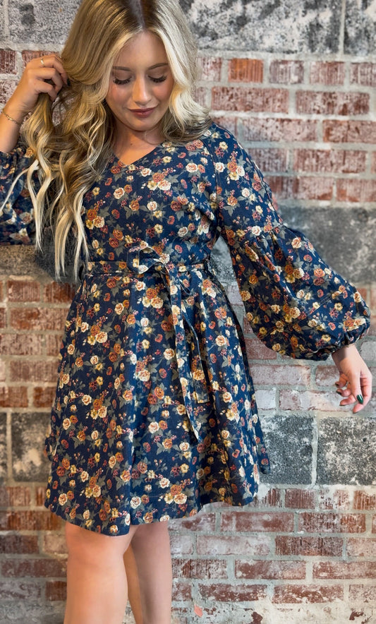 Floral Printed Denim Dress