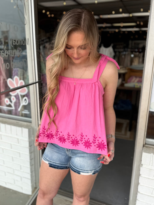 Hot Pink Flower Tank