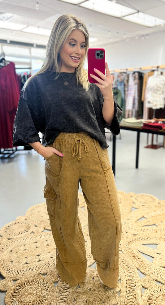 Camel Mineral Wash Pants