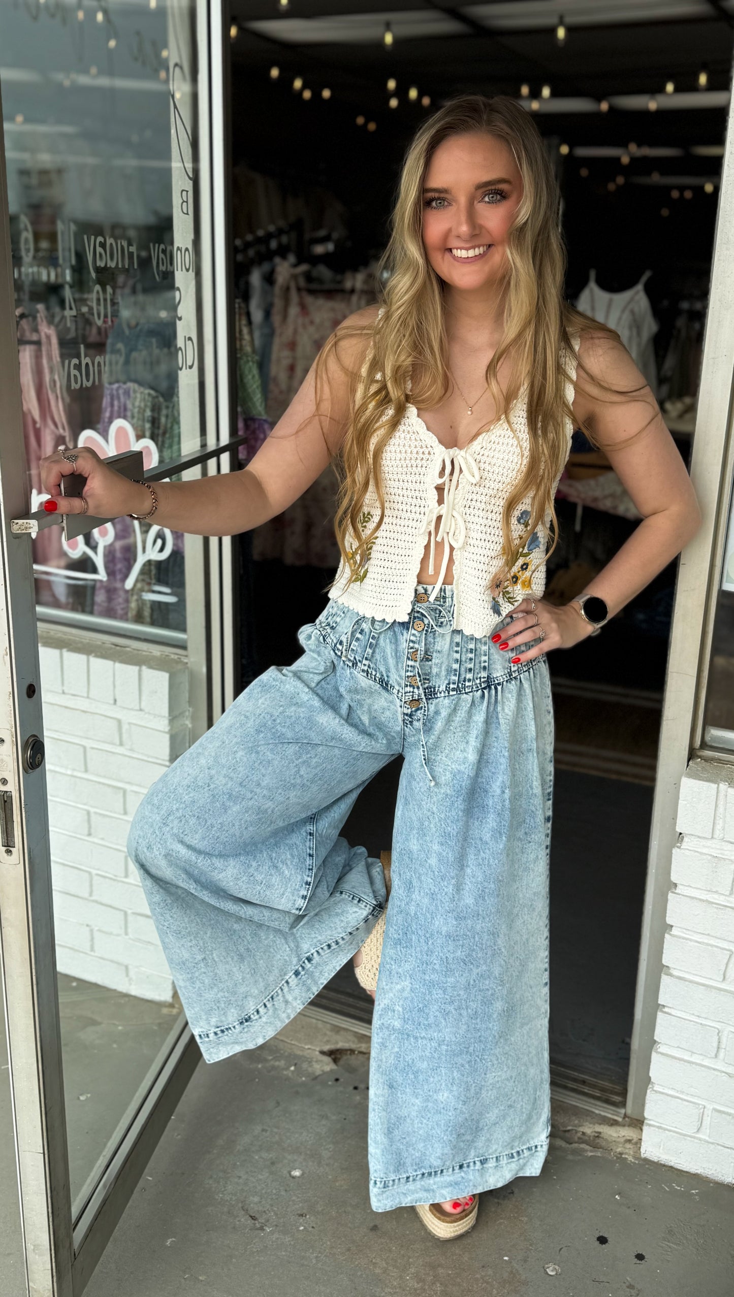 Embroidery Crochet Top