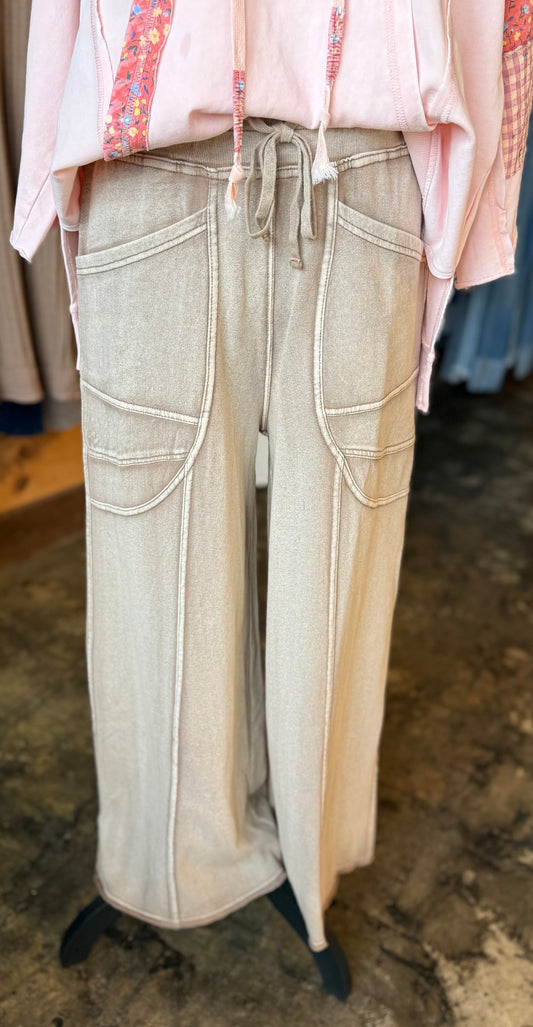 Taupe Washed Pants