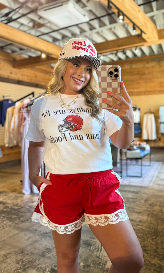 Red Lace Shorts