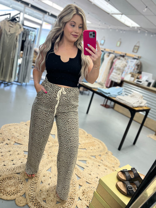 Leopard Linen Pants