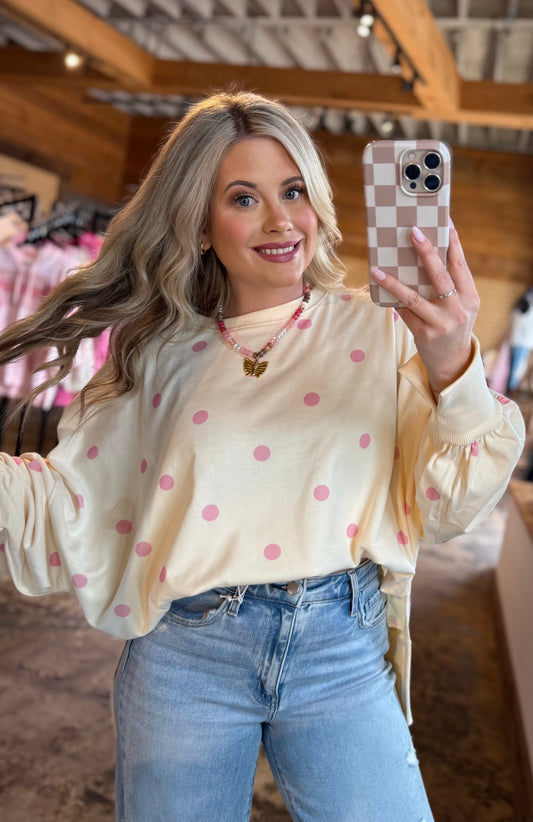 Pink Polka Dot Top