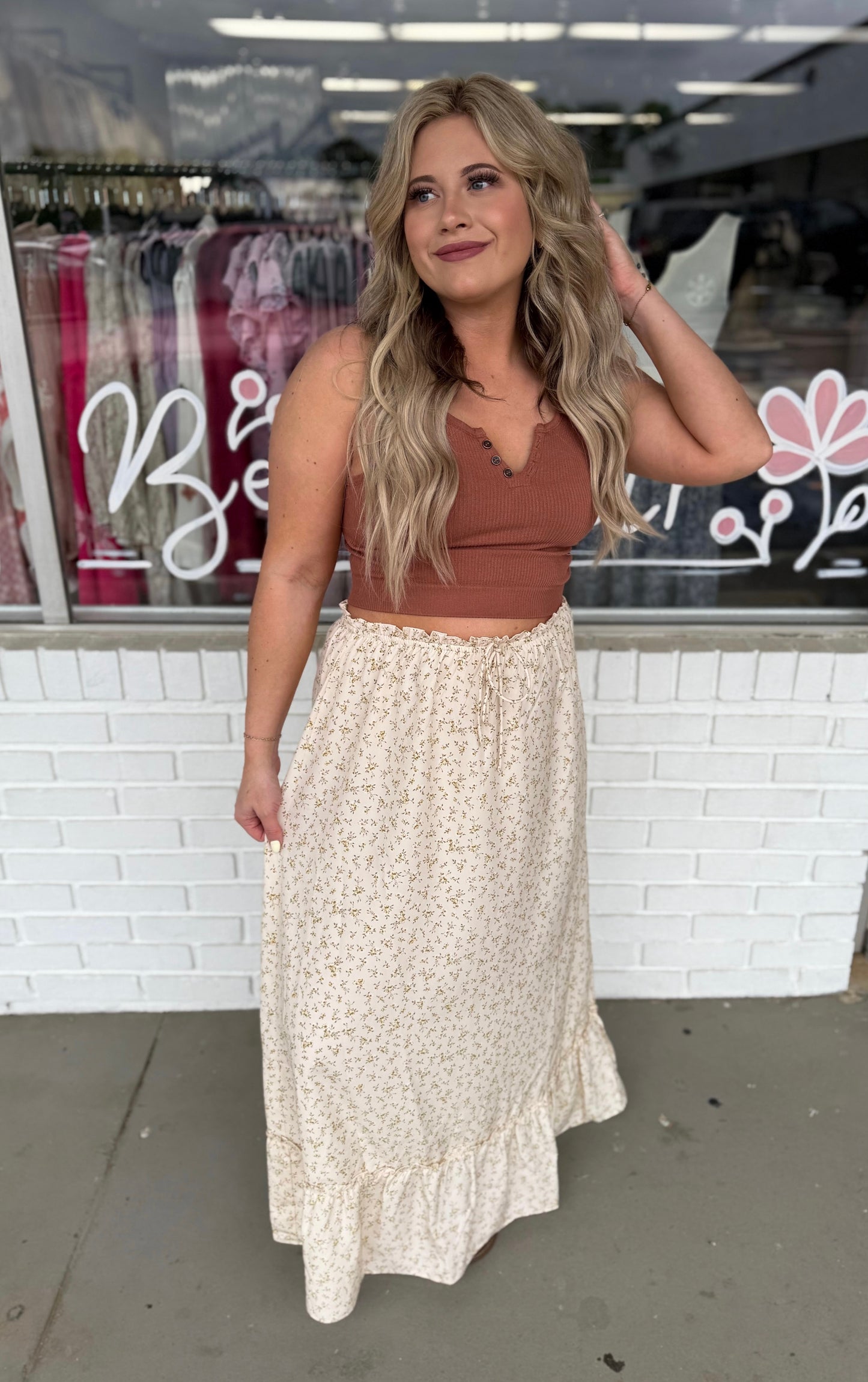 Cream Flower Skirt