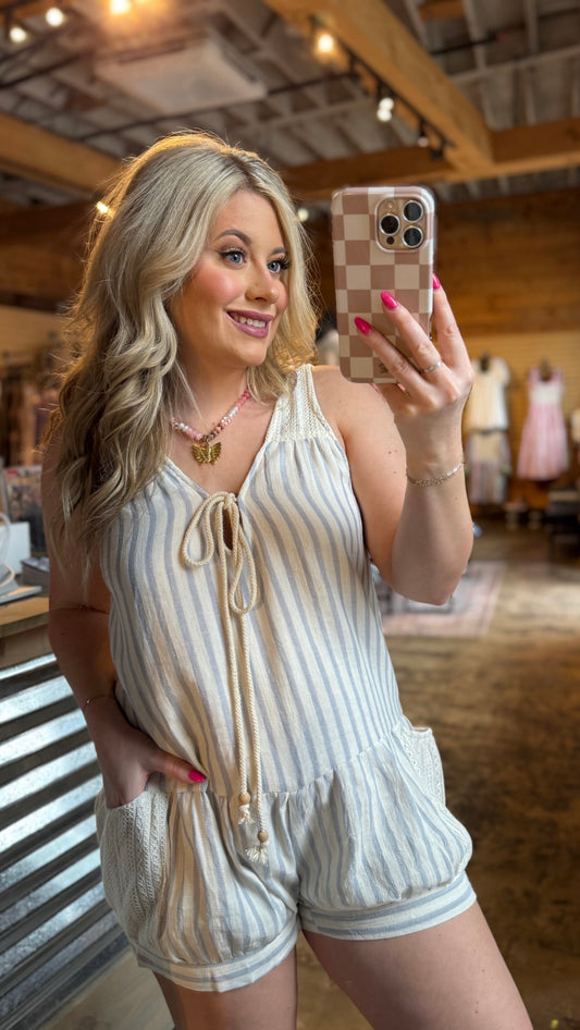 Blue Stripe Romper