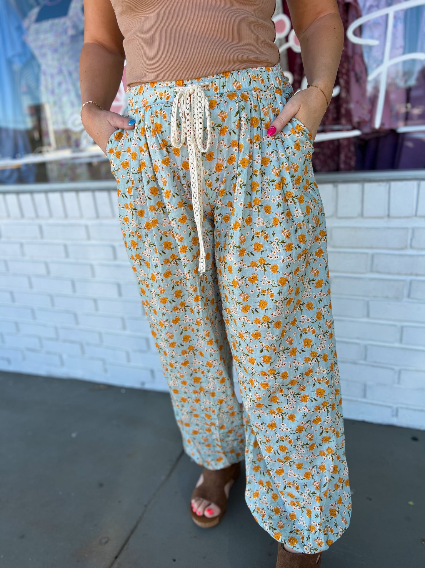 Aqua Floral Pant