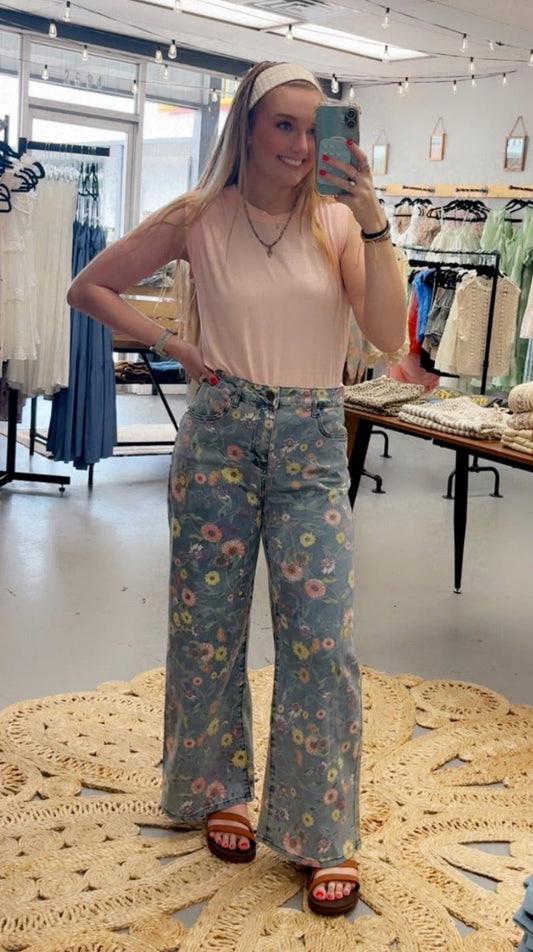 Floral Denim Jeans