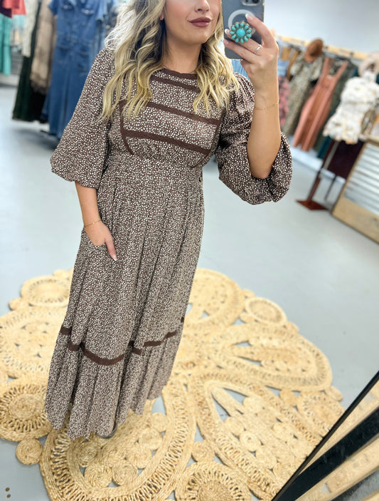 Chestnut Lace Detailed Dress