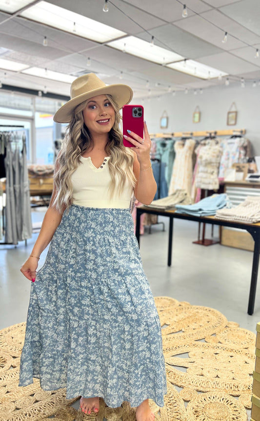 Floral Blue Skirt
