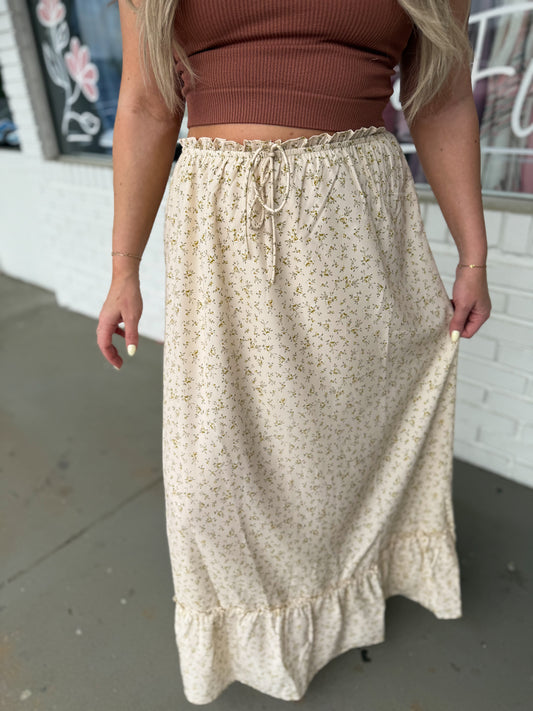 Cream Flower Skirt