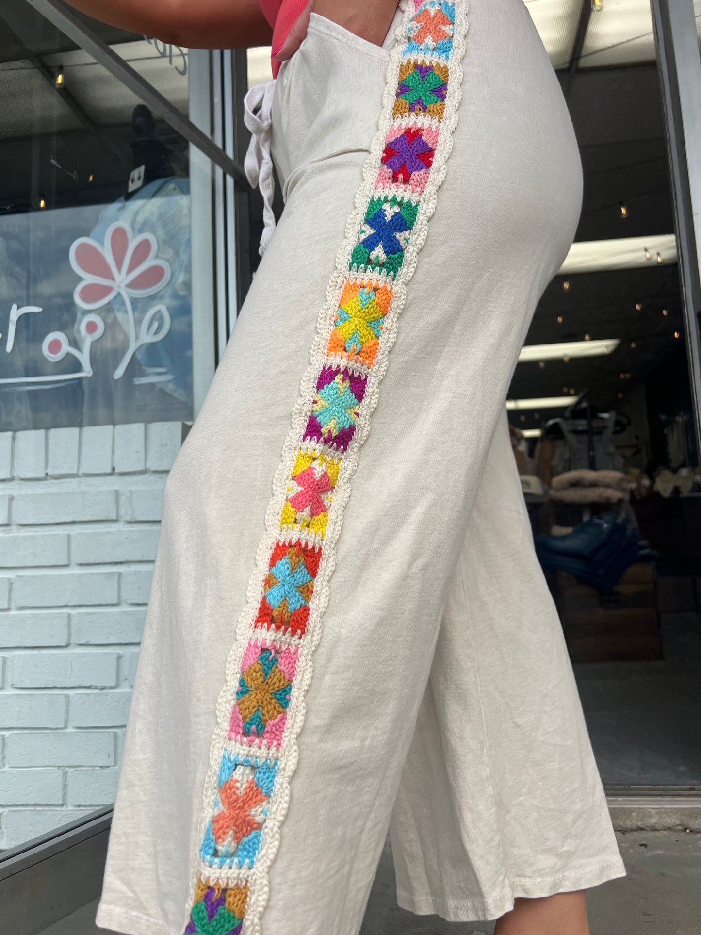 Natural Pants w/ Crochet Sides