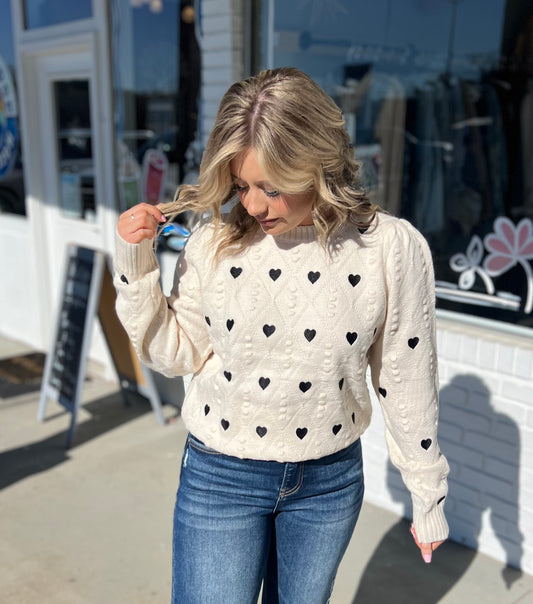 Black Heart Ivory Sweater