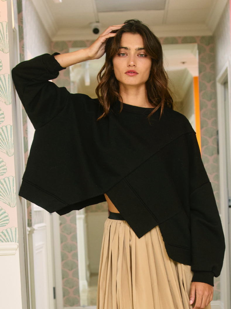Asymmetric Black Sweatshirt
