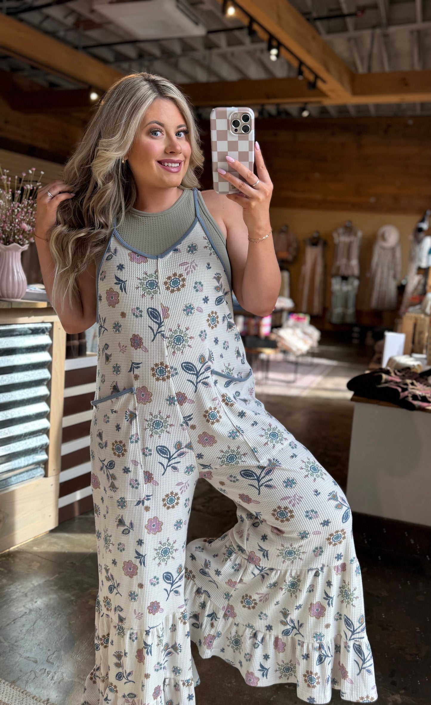 Lilac Blue Waffle Jumpsuit