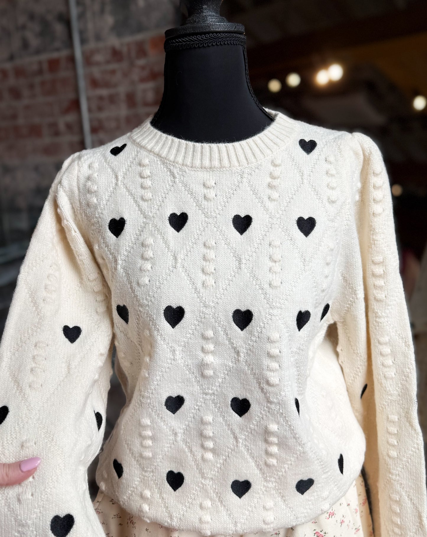 Black Heart Ivory Sweater