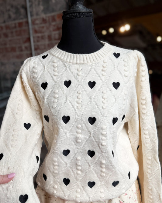 Black Heart Ivory Sweater