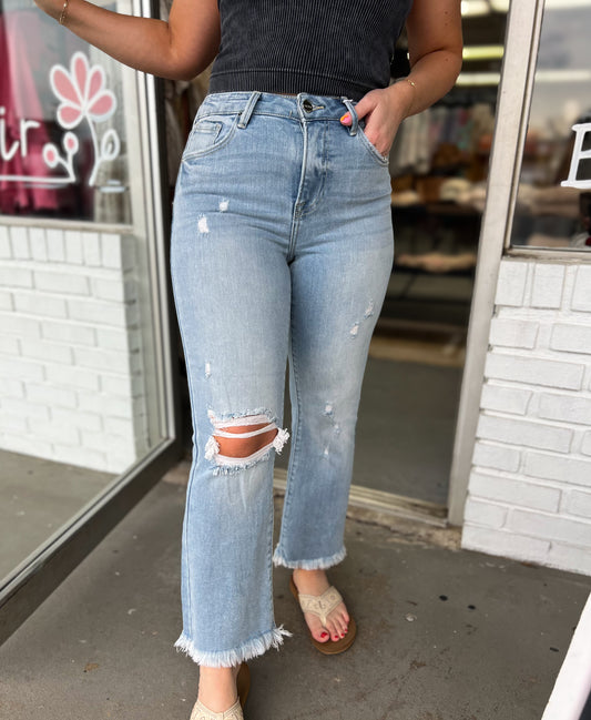 HR Bootcut-Vintage Frayed Jeans