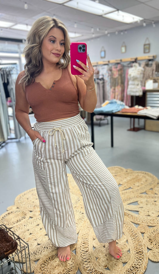 Taupe Striped Pants