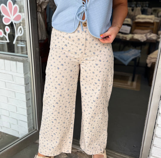 Taupe Floral Pants