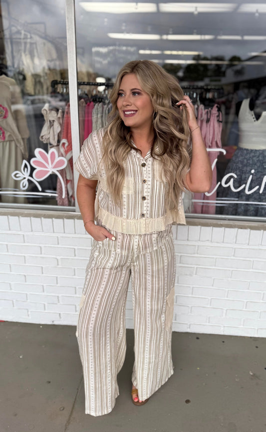 Beige Stripe Pants