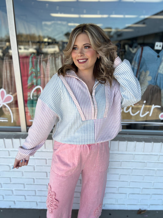 Lavender/Blue Striped Top