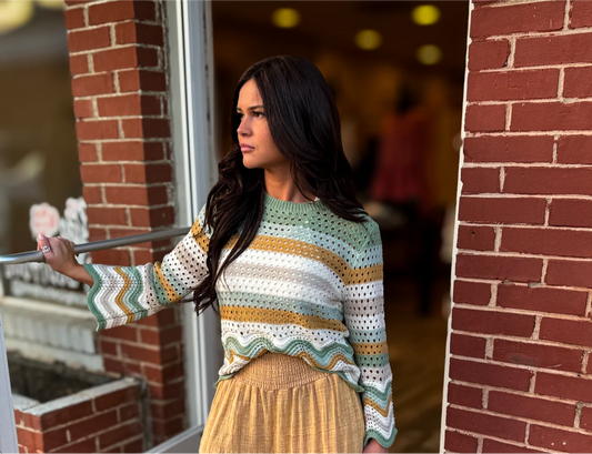 Scalloped Stripe Sweater