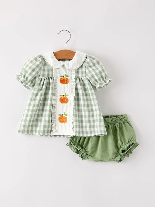 Fall Plaid Baby Bloomers Set