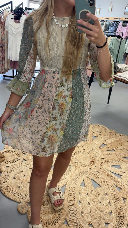 Mini Latte Patchwork Dress