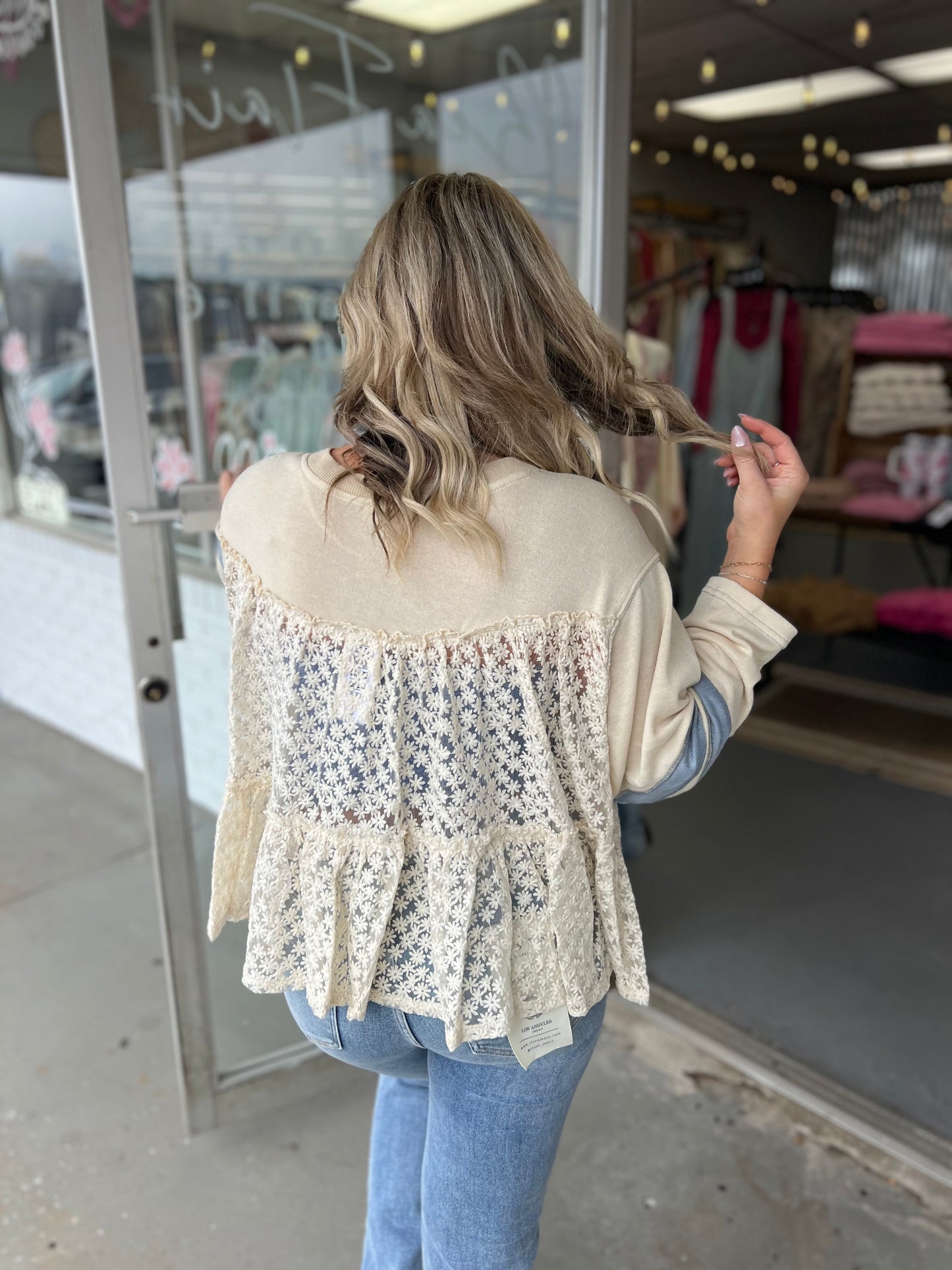 Crm Blue Flower Top