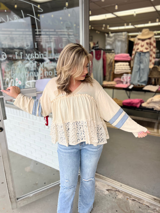 Crm Blue Flower Top