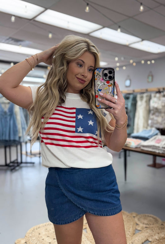 American Flag Sweater Top